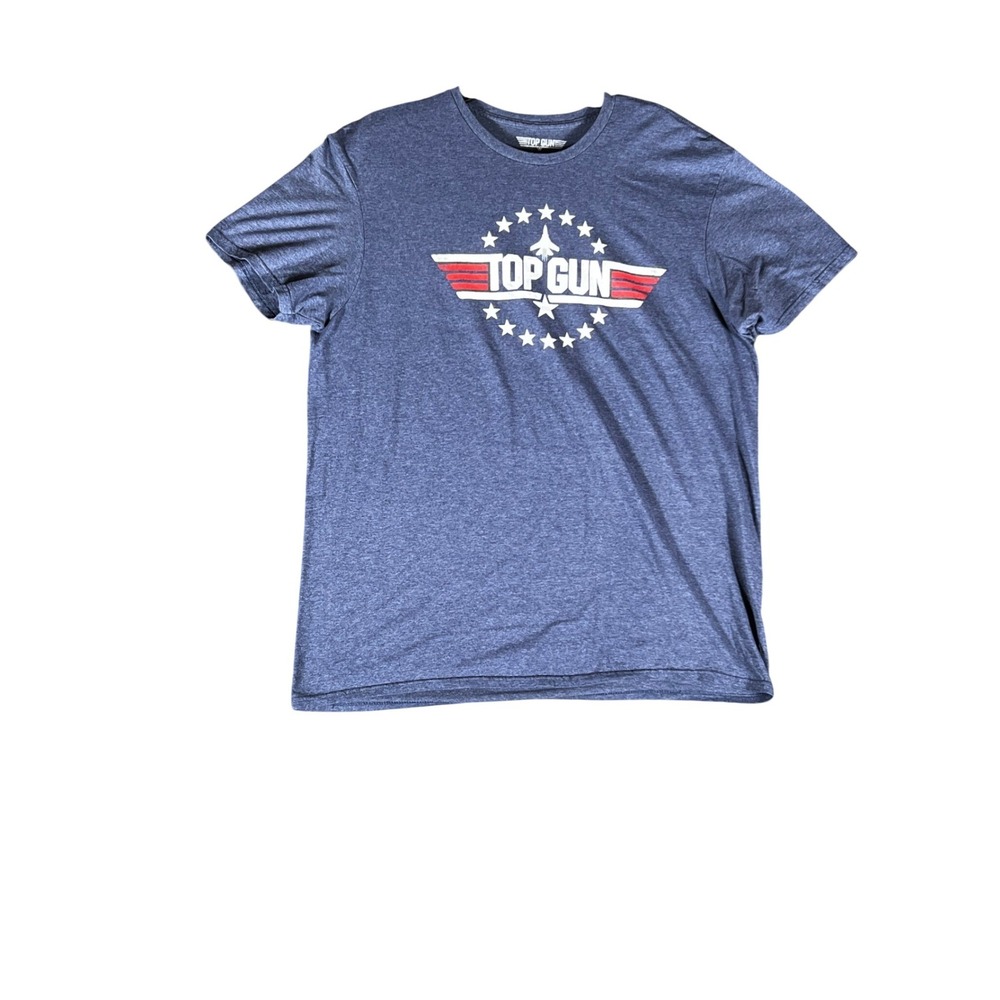Top Gun Mens Graphic T-Shirt Blue Heather Short Sleeve Movie Logo Tee XL